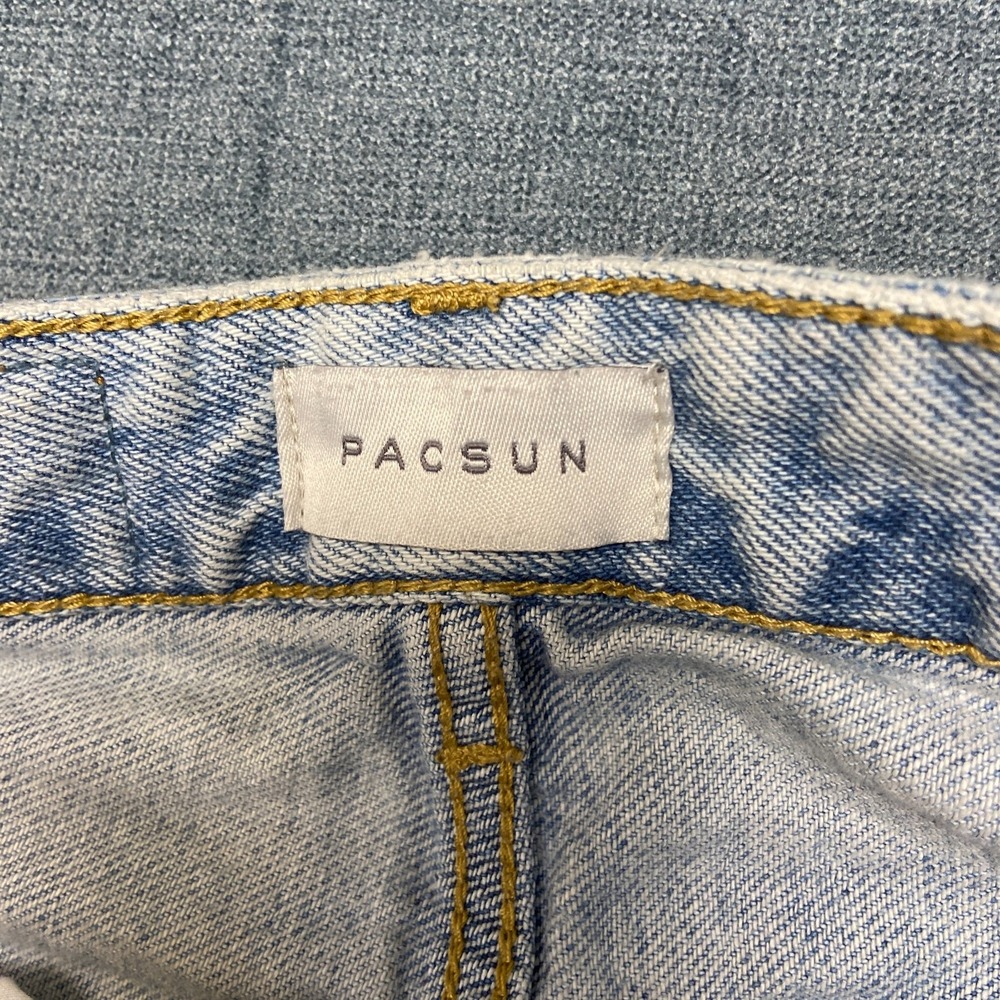 Pacsun 90s Boyfriend Jeans Womens 23 Blue Light Wash Distressed Straight Leg - Picture 10 of 16